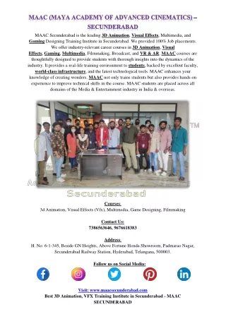 MAAC (MAYA ACADEMY OF ADVANCED CINEMATICS) - SECUNDERABAD