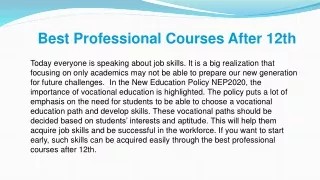 Best Professional Courses After 12th