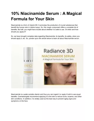 10% Niacinamide Serum _ A Magical Formula for Your Skin