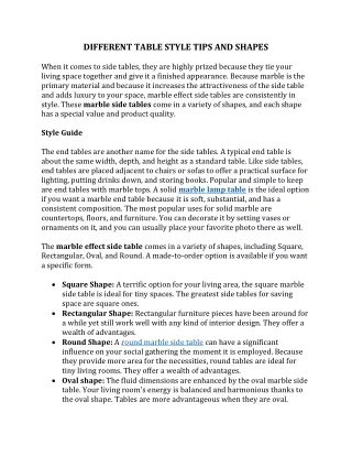 different table style tips and shapes