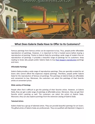 What Does Galerie Dada Have to Offer to Its Customers