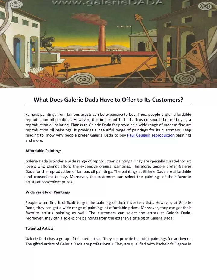 what does galerie dada have to offer
