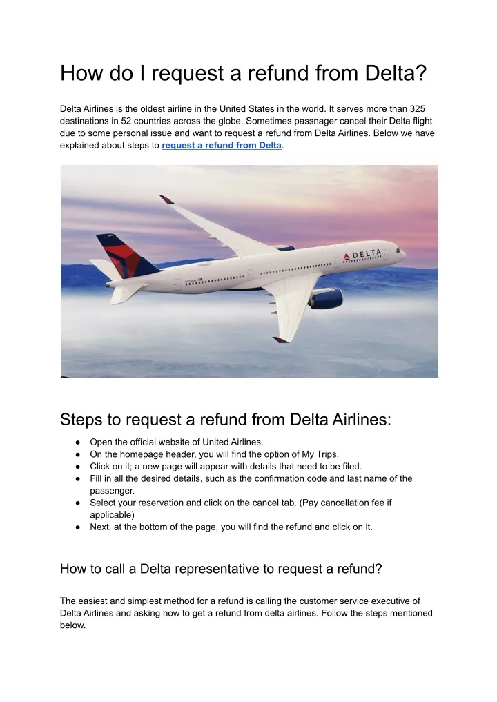 how do i request a refund from delta