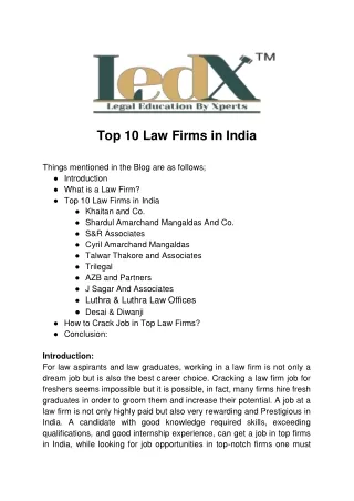 Top 10 Law Firms in India