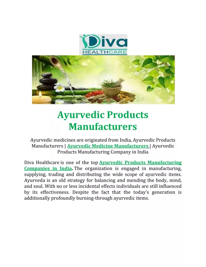 ayurvedic products manufacturers