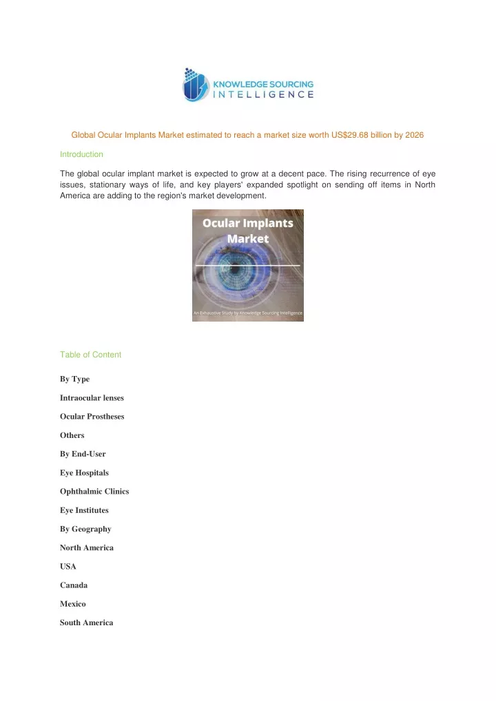 global ocular implants market estimated to reach