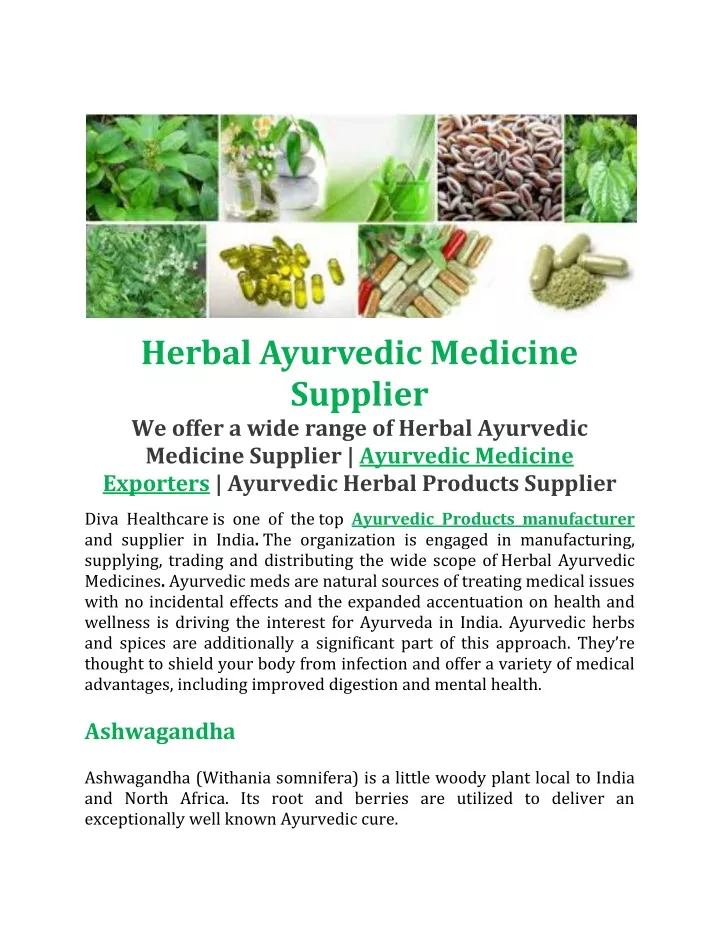 herbal ayurvedic medicine supplier we offer