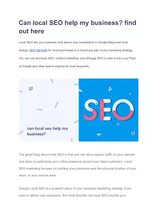 Can local SEO help my business? find out here