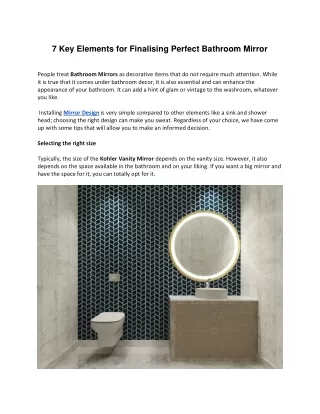 7 Key Elements for Finalising Perfect Bathroom Mirror