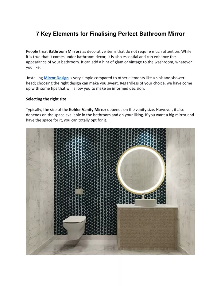 7 key elements for finalising perfect bathroom