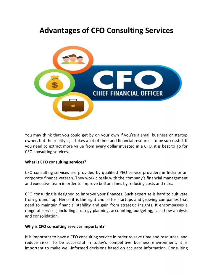 advantages of cfo consulting services