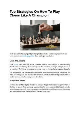 Top Strategies On How To Play Chess Like A Champion