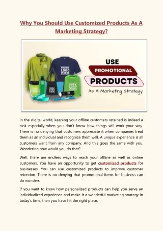 Why You Should Use Promotional Products As A Marketing Strategy?