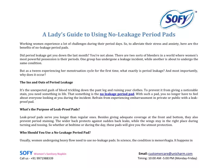a lady s guide to using no leakage period pads