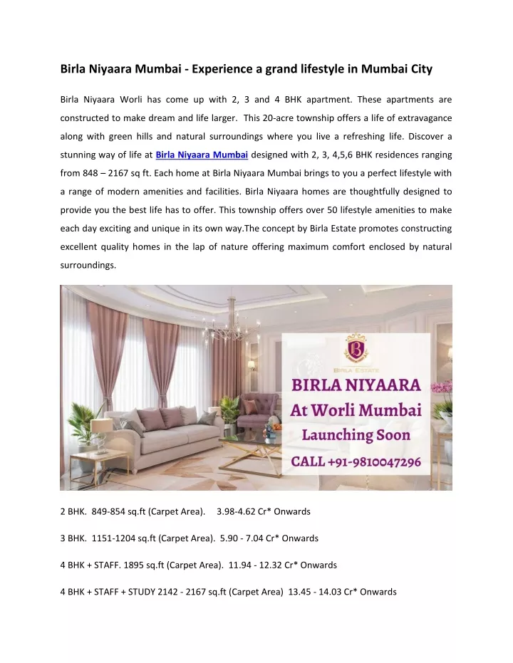 birla niyaara mumbai experience a grand lifestyle