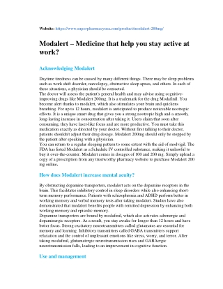 Modalert – Medicine that help you stay active at work?
