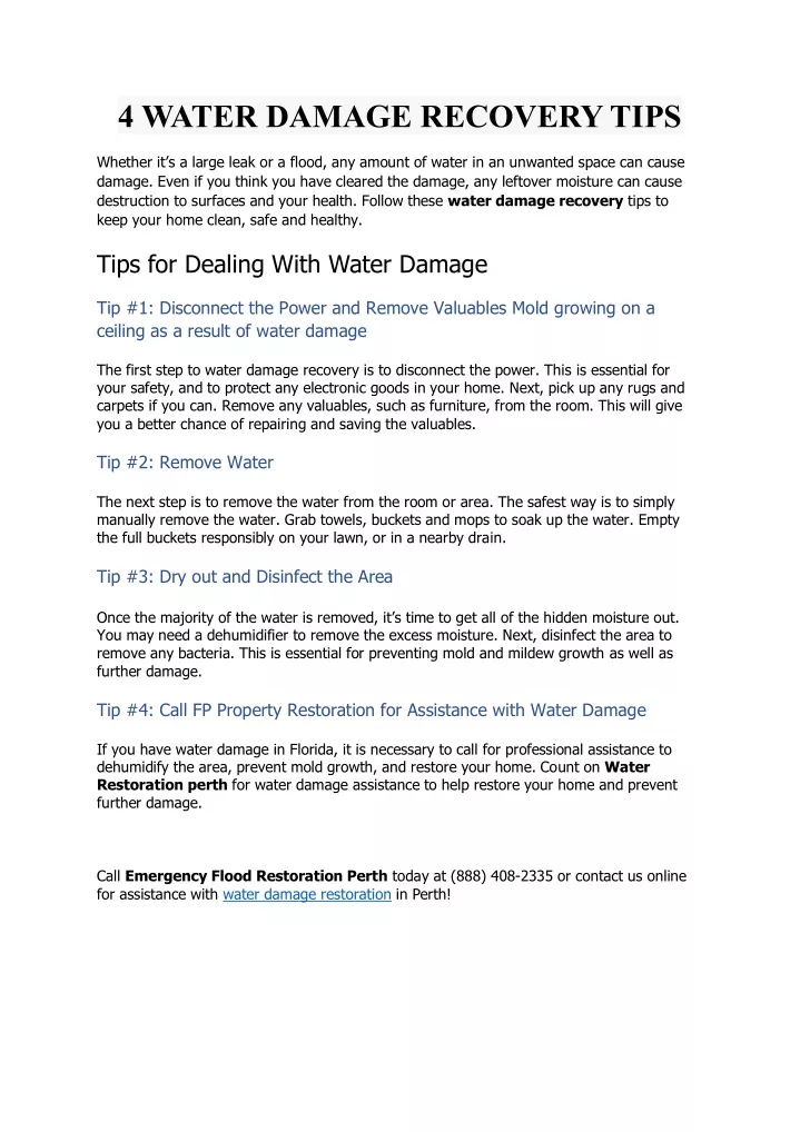 4 water damage recovery tips