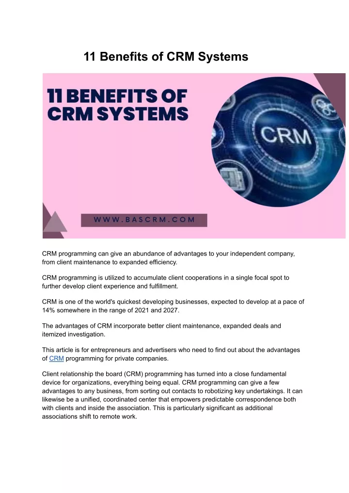 11 benefits of crm systems