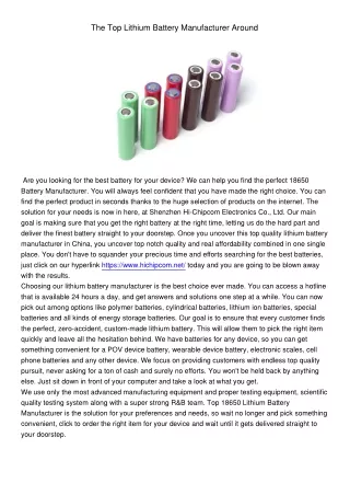 the top lithium battery manufacturer around