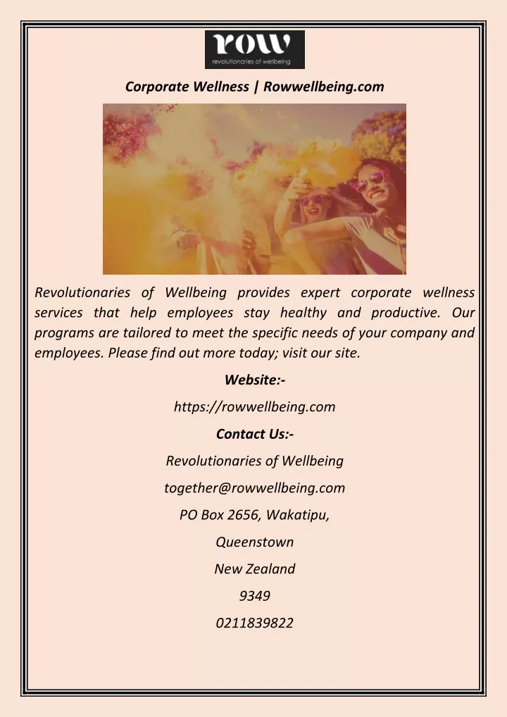 corporate wellness rowwellbeing com