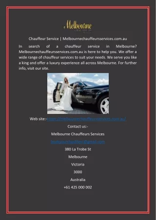 chauffeur service melbournechauffeursservices