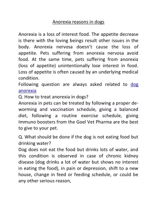 anorexia reasons in dogs