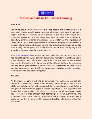 stories and art in ar wizar learning