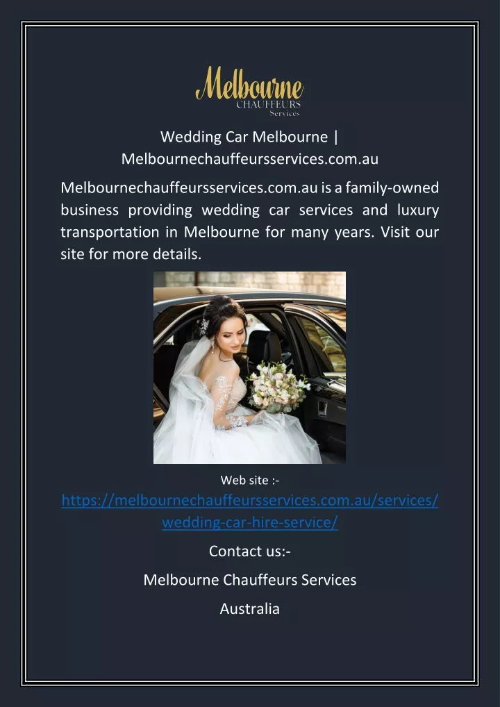 wedding car melbourne melbournechauffeursservices