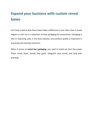 Expand your business with custom cereal boxes