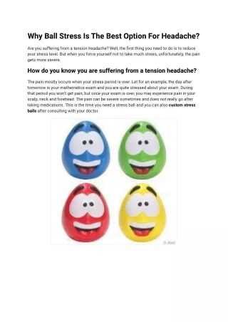 Why Stress Ball Is The Best Option For Headache