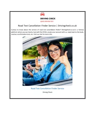 Road Test Cancellation Finder Service | Drivingcheck.co.uk