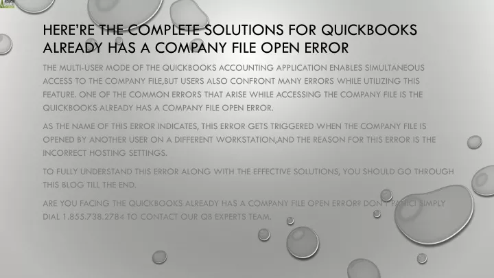 here re the complete solutions for quickbooks already has a company file open error