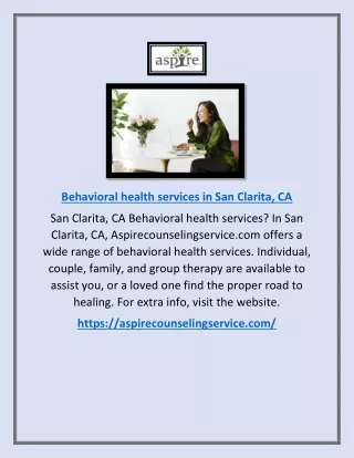 Behavioral Health Services in San Clarita, CA | Aspirecounselingservice.com
