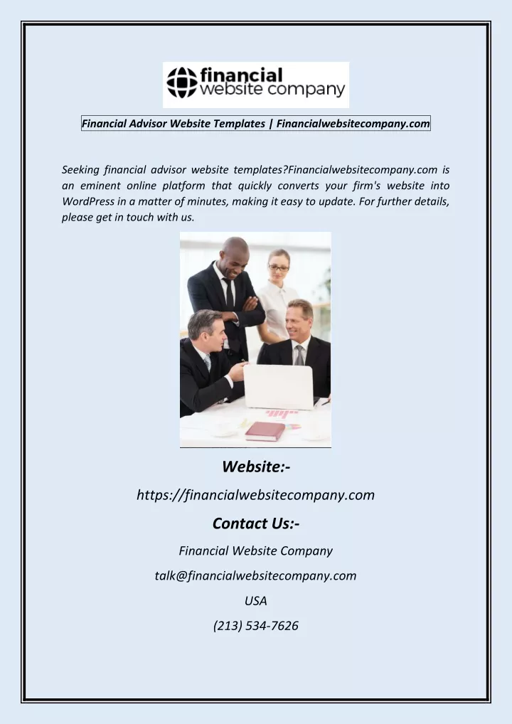 financial advisor website templates