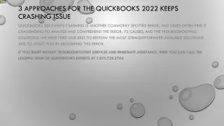 3 approaches for the quickbooks 2022 keeps crashing issue