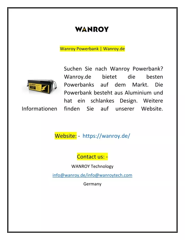 wanroy powerbank wanroy de