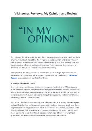 Vikingenes Reviews: My Opinion and Review