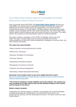 smart water meter market advanced technologies