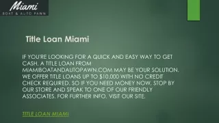 Title Loan Miami  Miamiboatandautopawn.com
