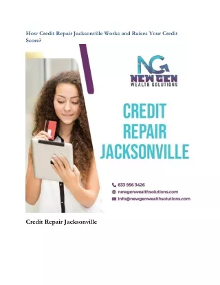 How Credit Repair Jacksonville Works and Raises Your Credit Score
