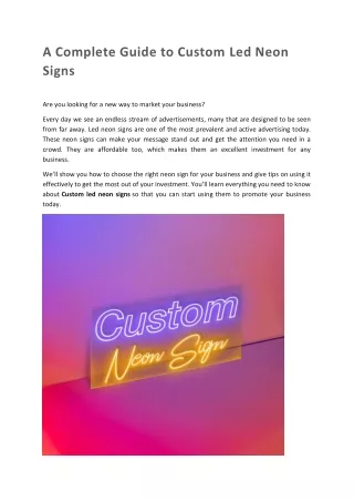a complete guide to custom led neon signs