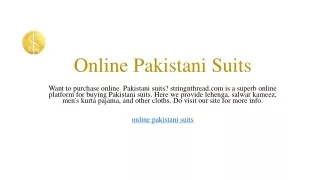 Online Pakistani Suits | Stringnthread.com