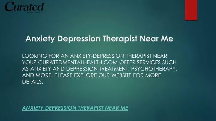 anxiety depression therapist near me