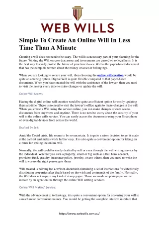 Simple To Create An Online Will In Less Time Than A Minute