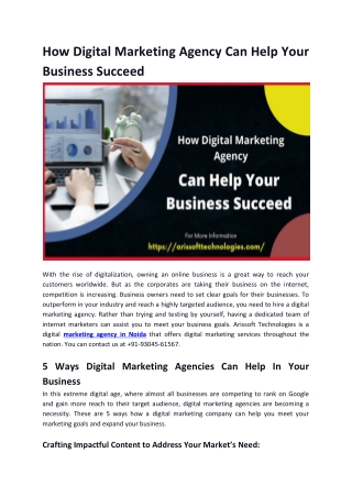 How Digital Marketing Agency Can Help Your To Grow Business