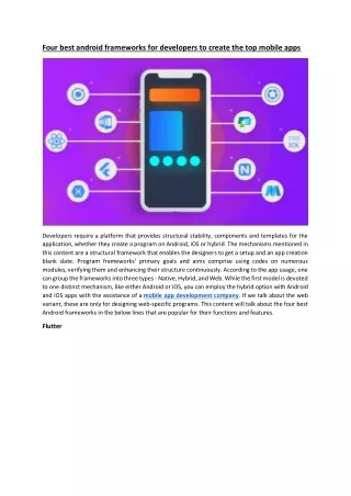 Four best android frameworks for developers to create the top mobile apps