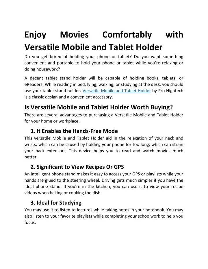 enjoy versatile mobile and tablet holder