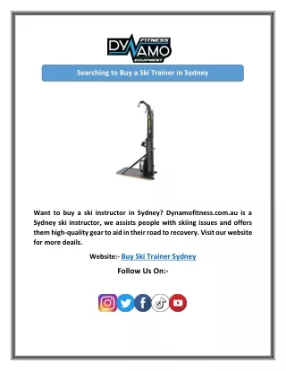 searching to buy a ski trainer in sydney