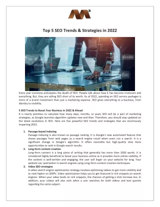 Top 5 SEO Trends & Strategies in 2022
