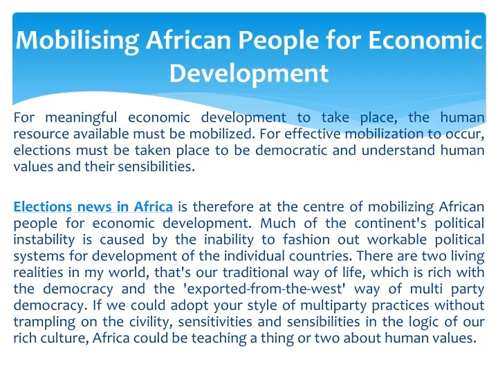mobilising african people for economic development